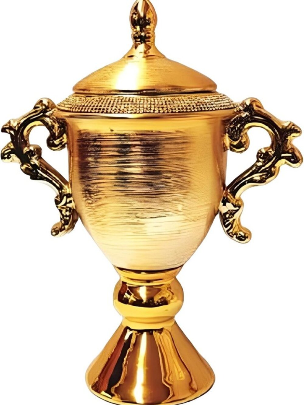 Elegant 14" Golden Two-Handle Trophy Ceramic Vase | Stylish Home Decor Gift